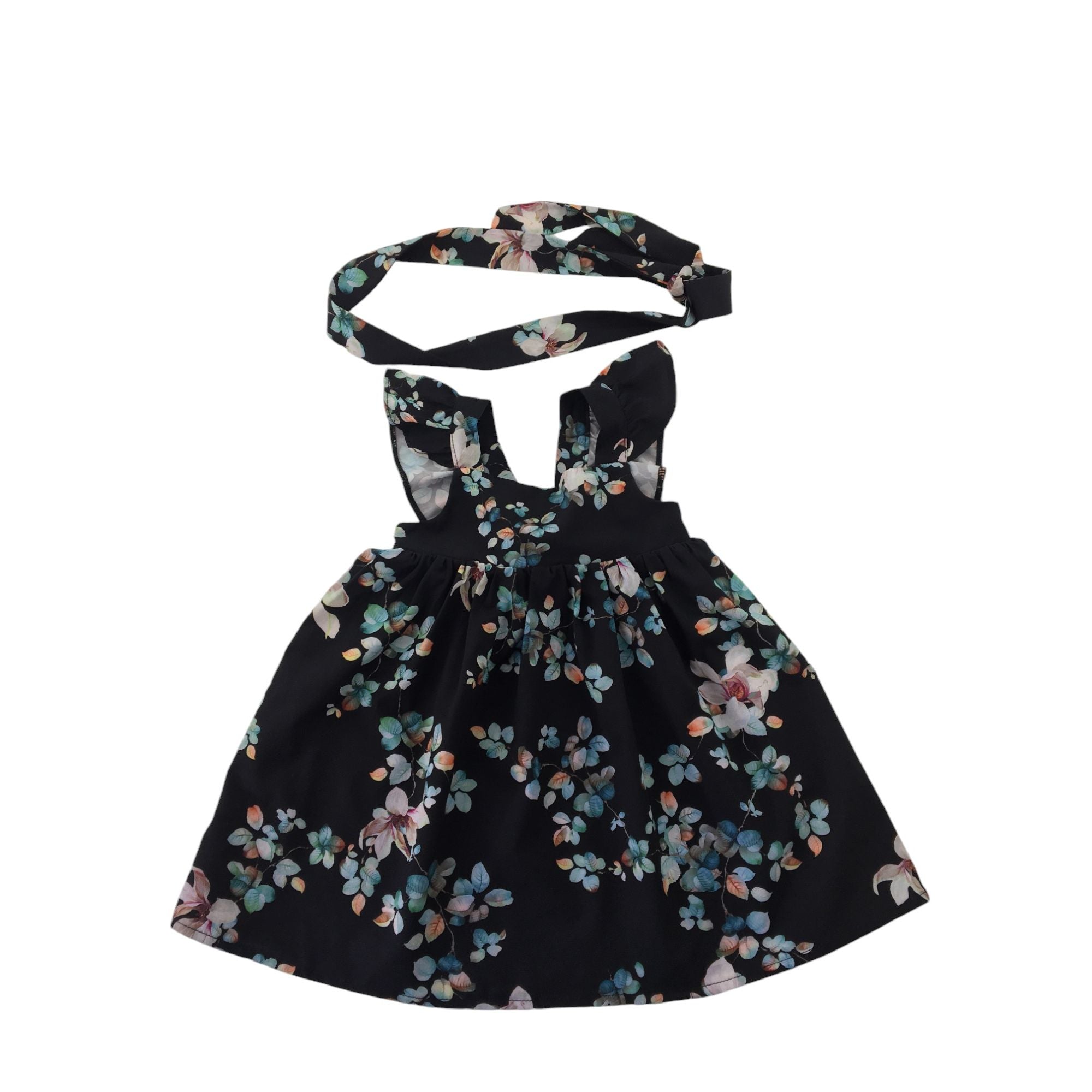 6-12M Black Floral Crossover Dress Headband - Tiny Necessities