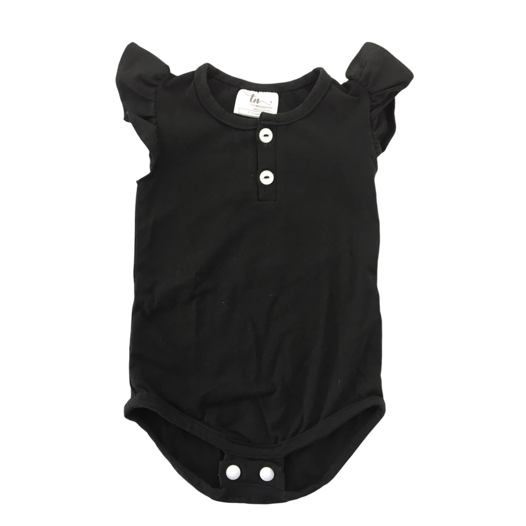 6-12M Black Frill Sleeve Bodysuit - Tiny Necessities