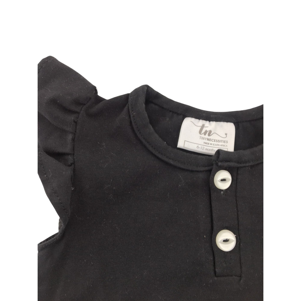 6-12M Black Frill Sleeve Bodysuit - Tiny Necessities