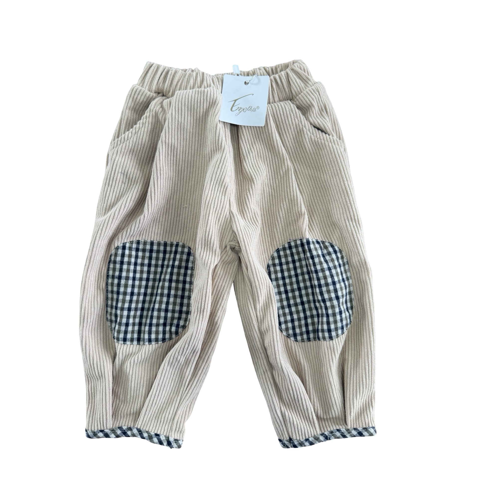 6-12M NEW beige corduroy suspender pants - Engepapa