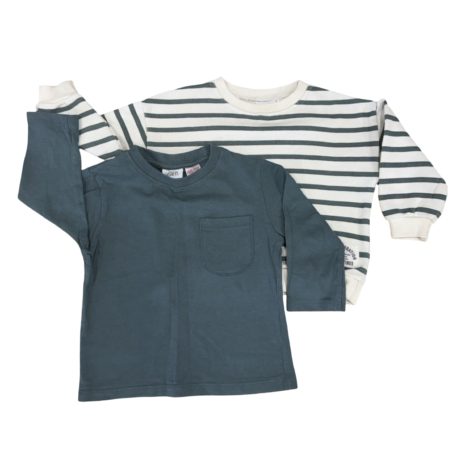 6-12m 2pc Sage & Cream Long Sleeve Shirt & sweater - Zara