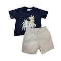6-12M Short Beige Chino & Zebra Shirt - Zara