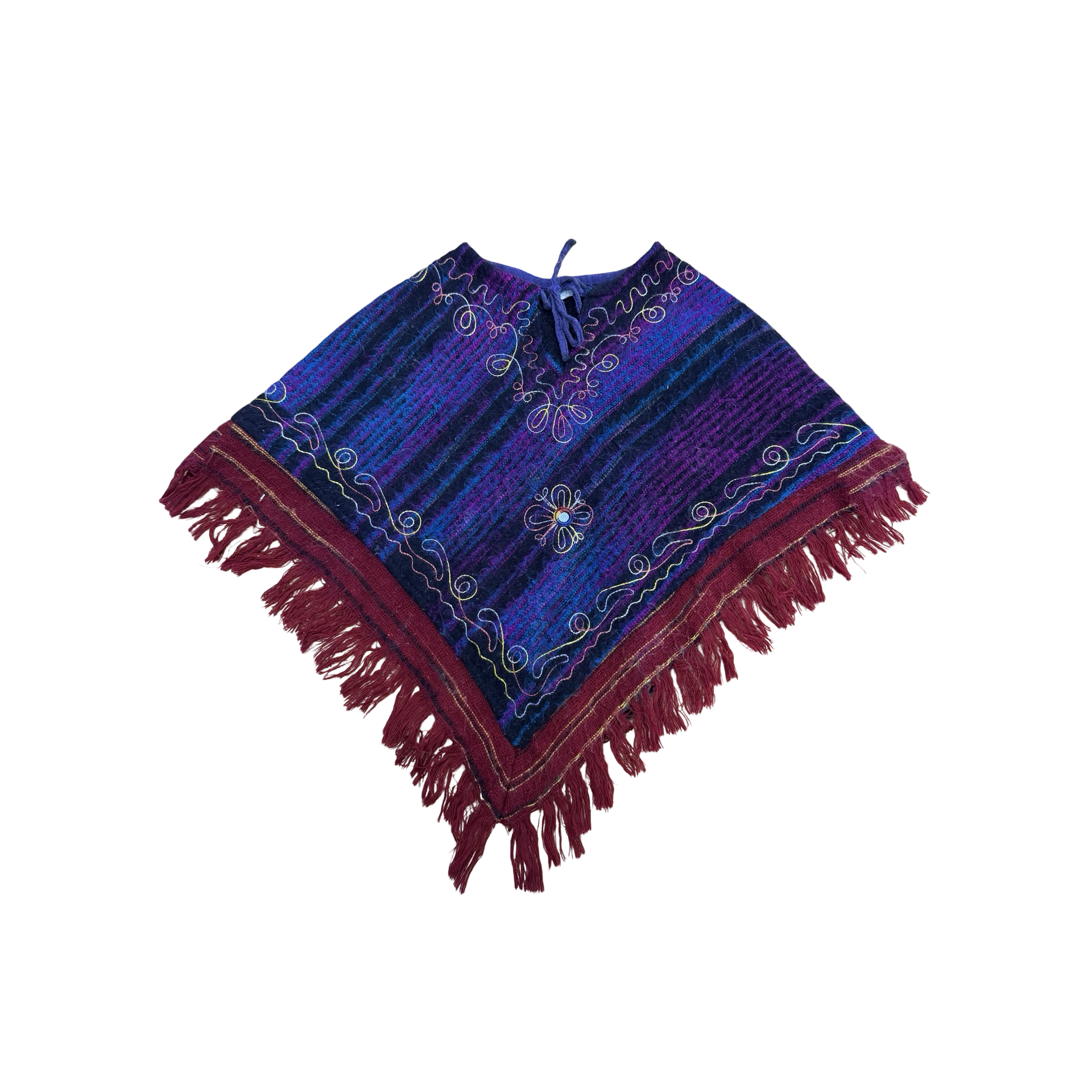 3-7 Multicoloured knitted wool poncho