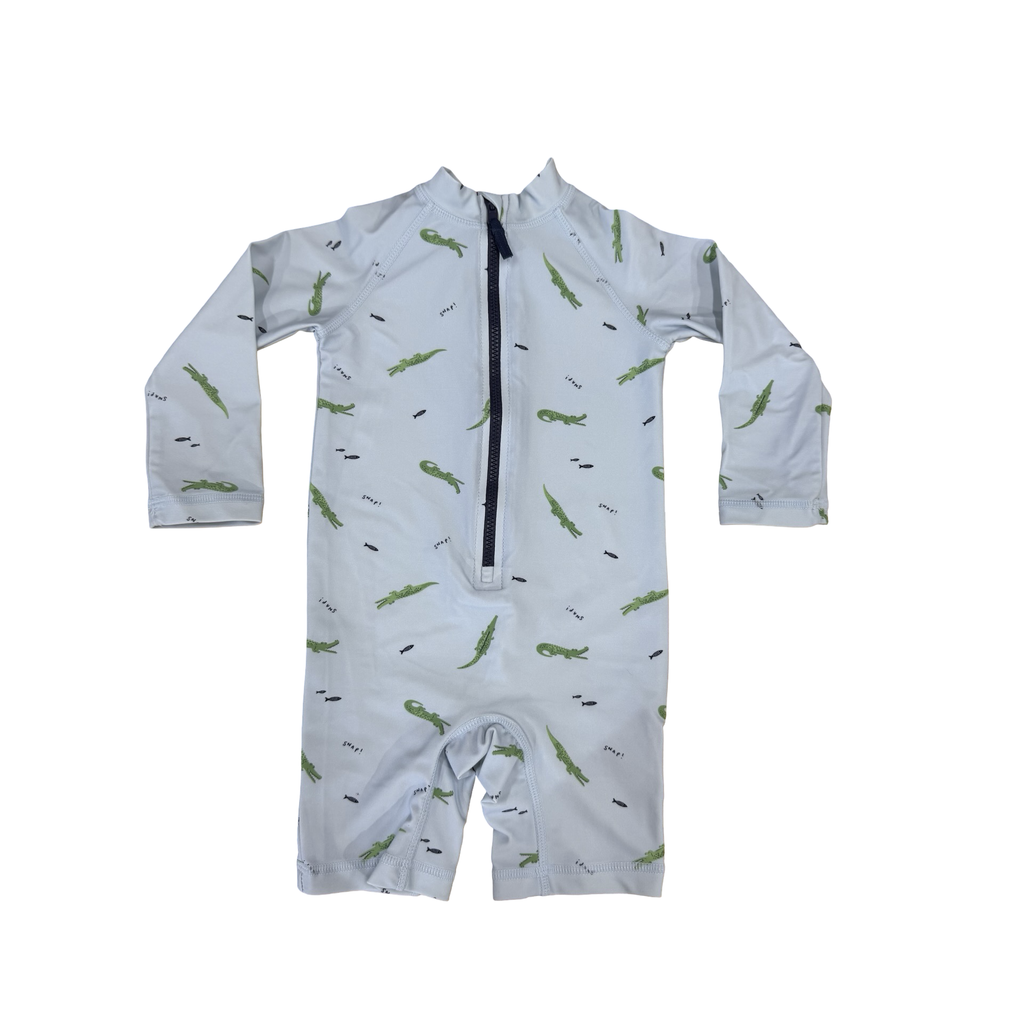 6-12M Blue crocodile long sleeve swimsuit - The little company London