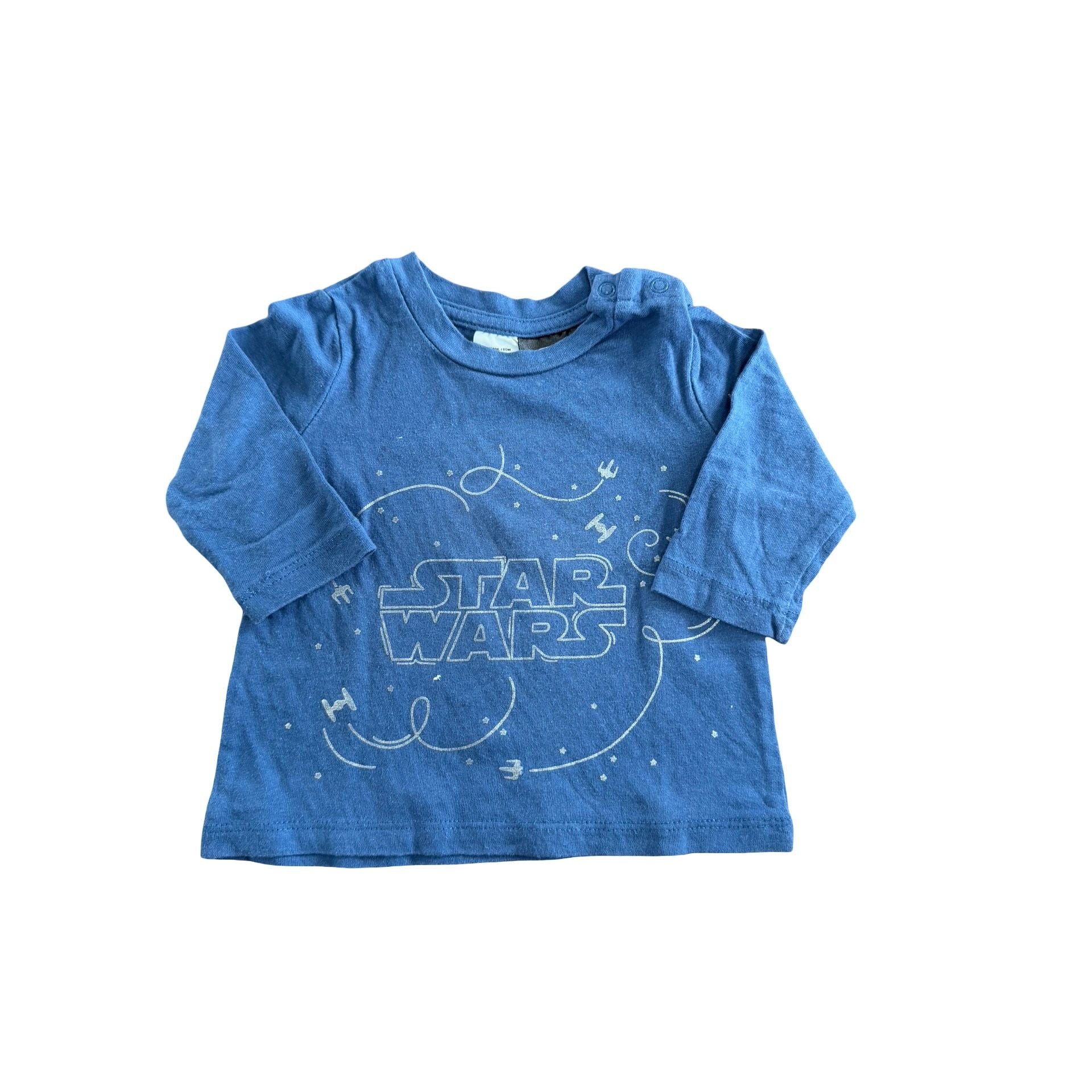 0-3M Blue & Silver Star Wars long sleeve t-shirt