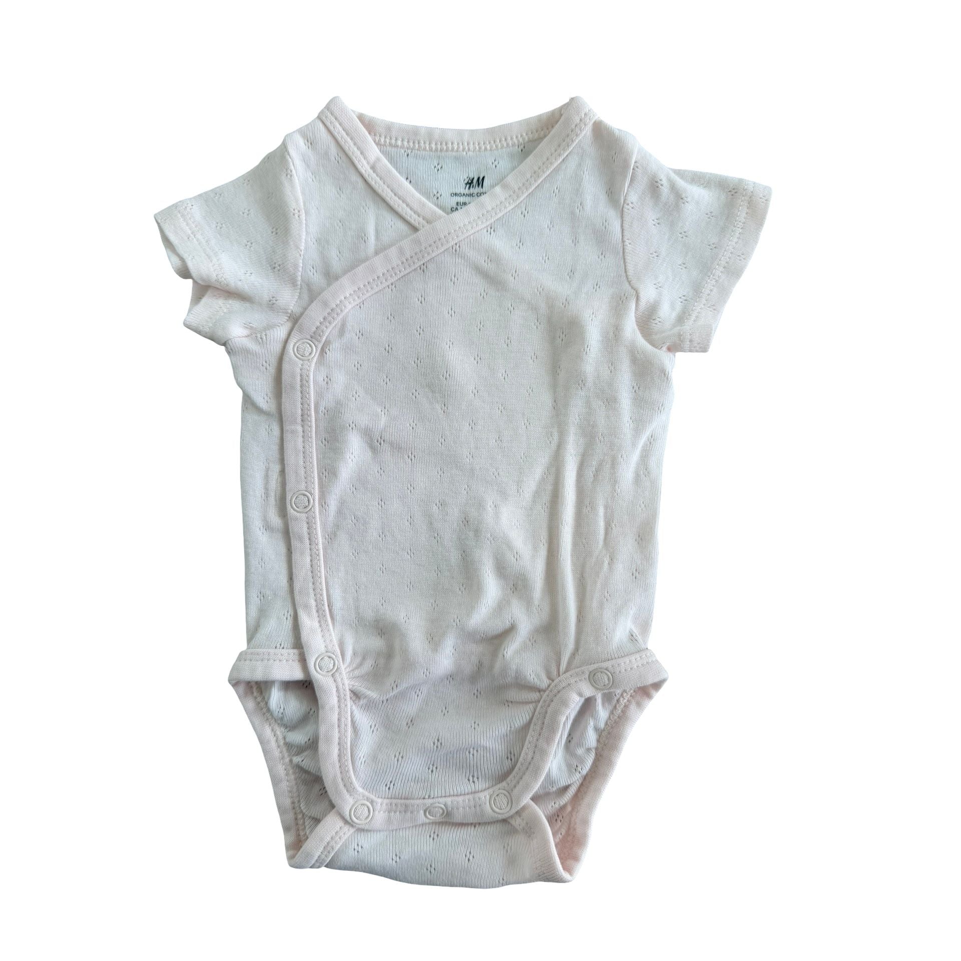 1-2M Light pink side snap pointelle bodysuit - H & M