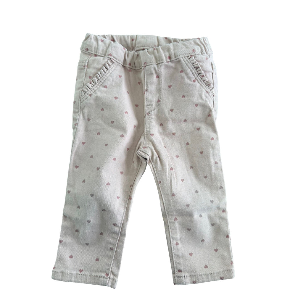 4-6M Pink denim with mini hearts - H & M