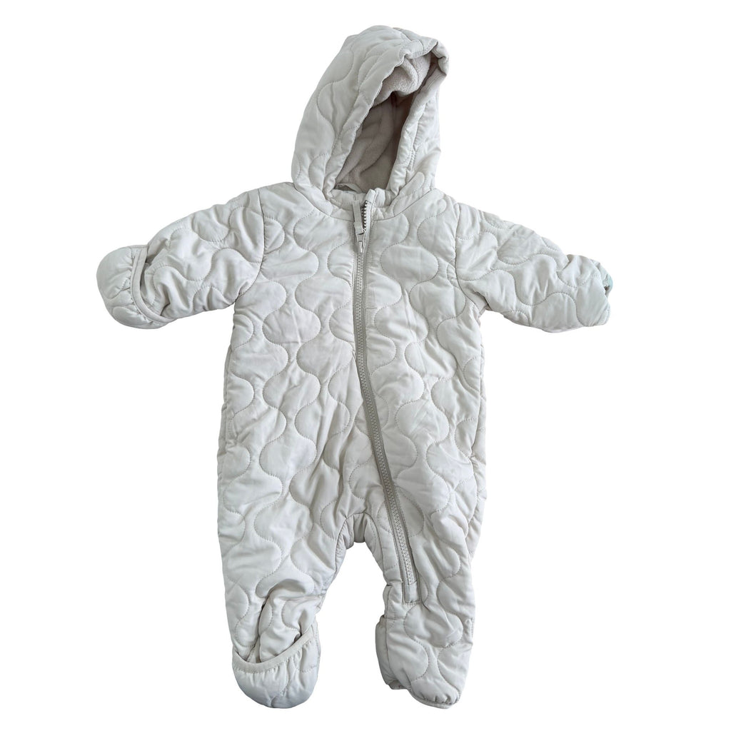 2M Beige fleece lined snowsuit zip onesie - H & M