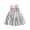 6-12M White cotton shirred rose detail cotton dress