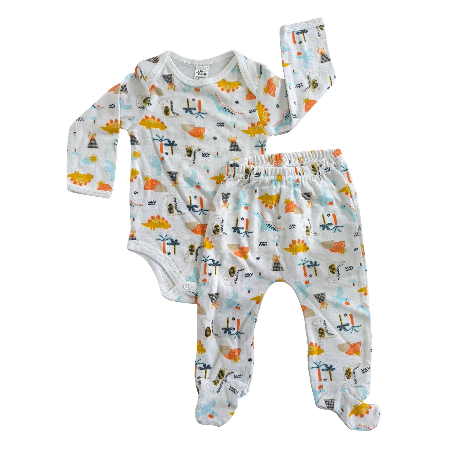 3-6M NEW White dinosaur bodysuit & leggings - Jet