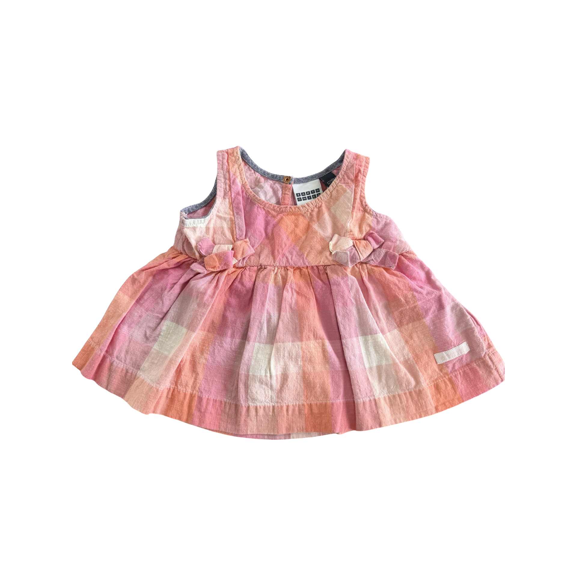 12-18M Pink & Orange check sleeveless tunic - Earthchild