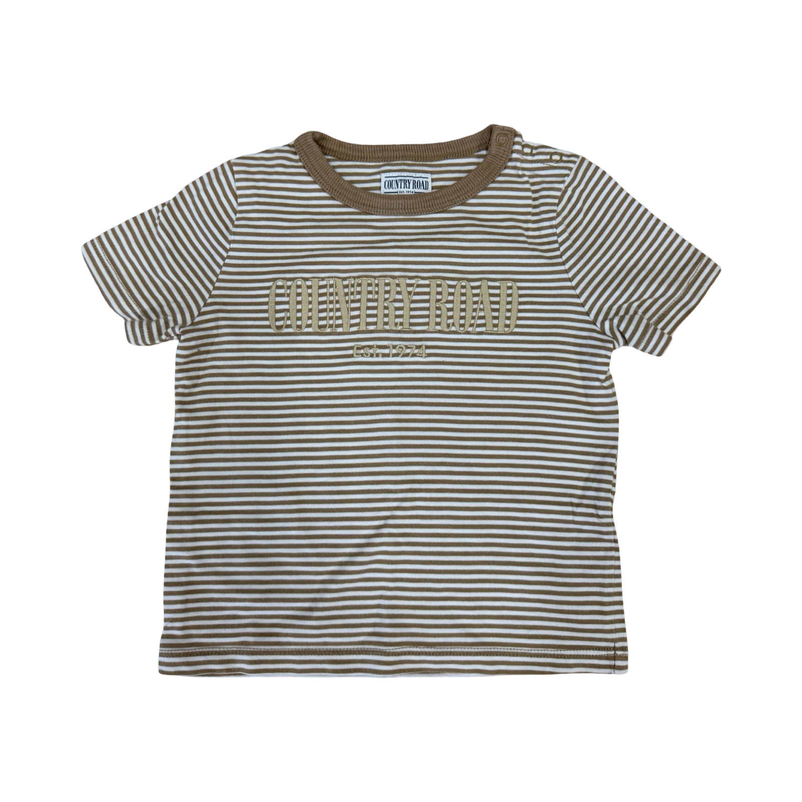 1-2Y White & brown striped t-shirt with embroidery - Country Road