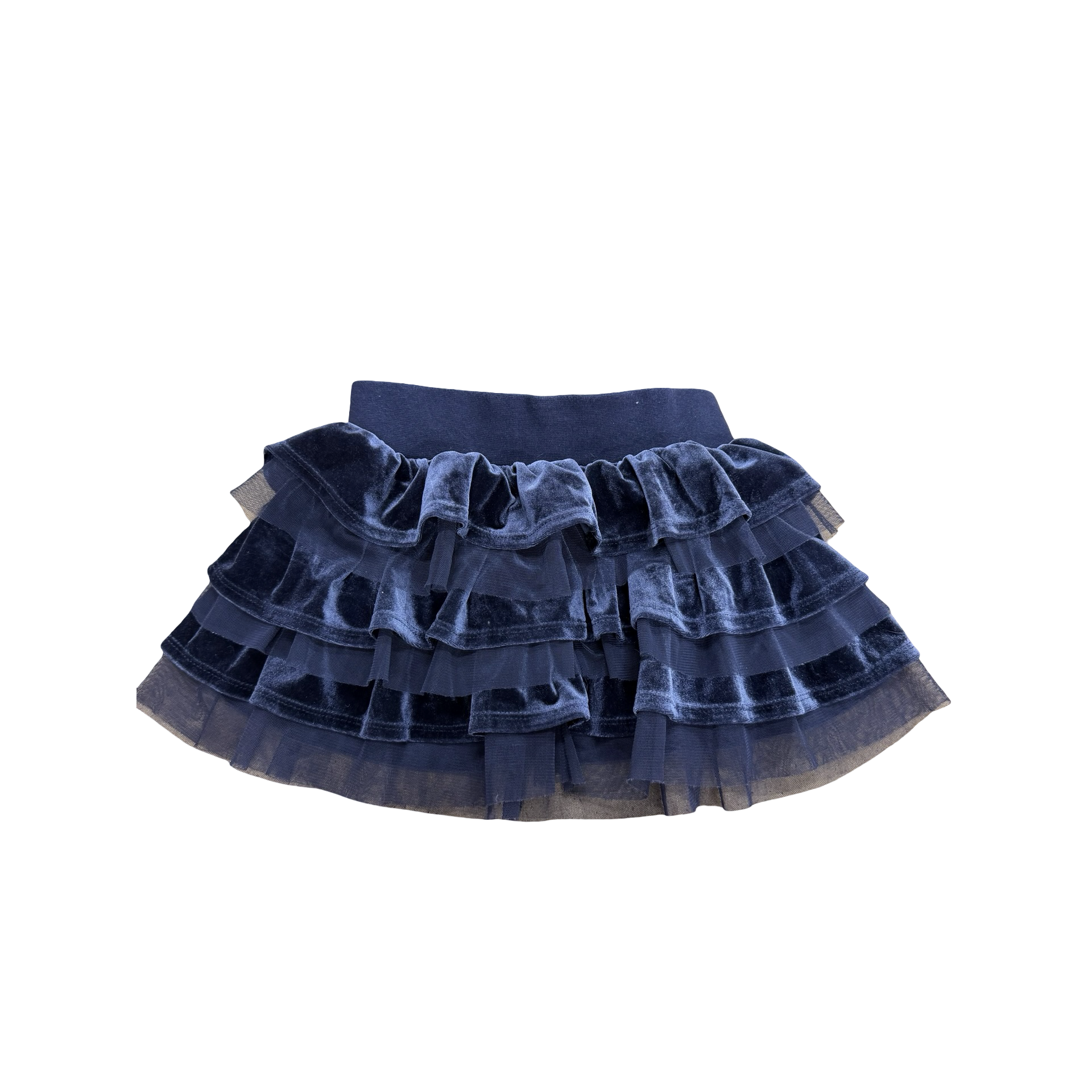 2-3Y Multilayered Grey velvet & tulle skirt
