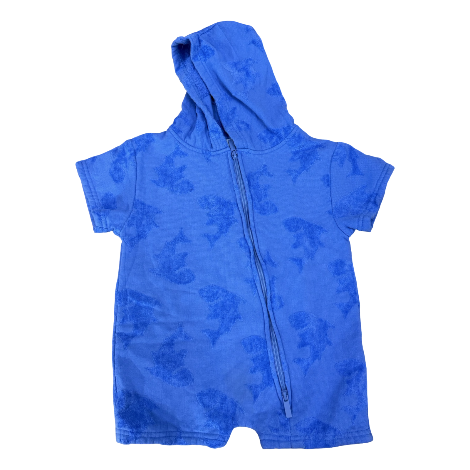 1-2Y Blue shark beach onesie - Cotton On
