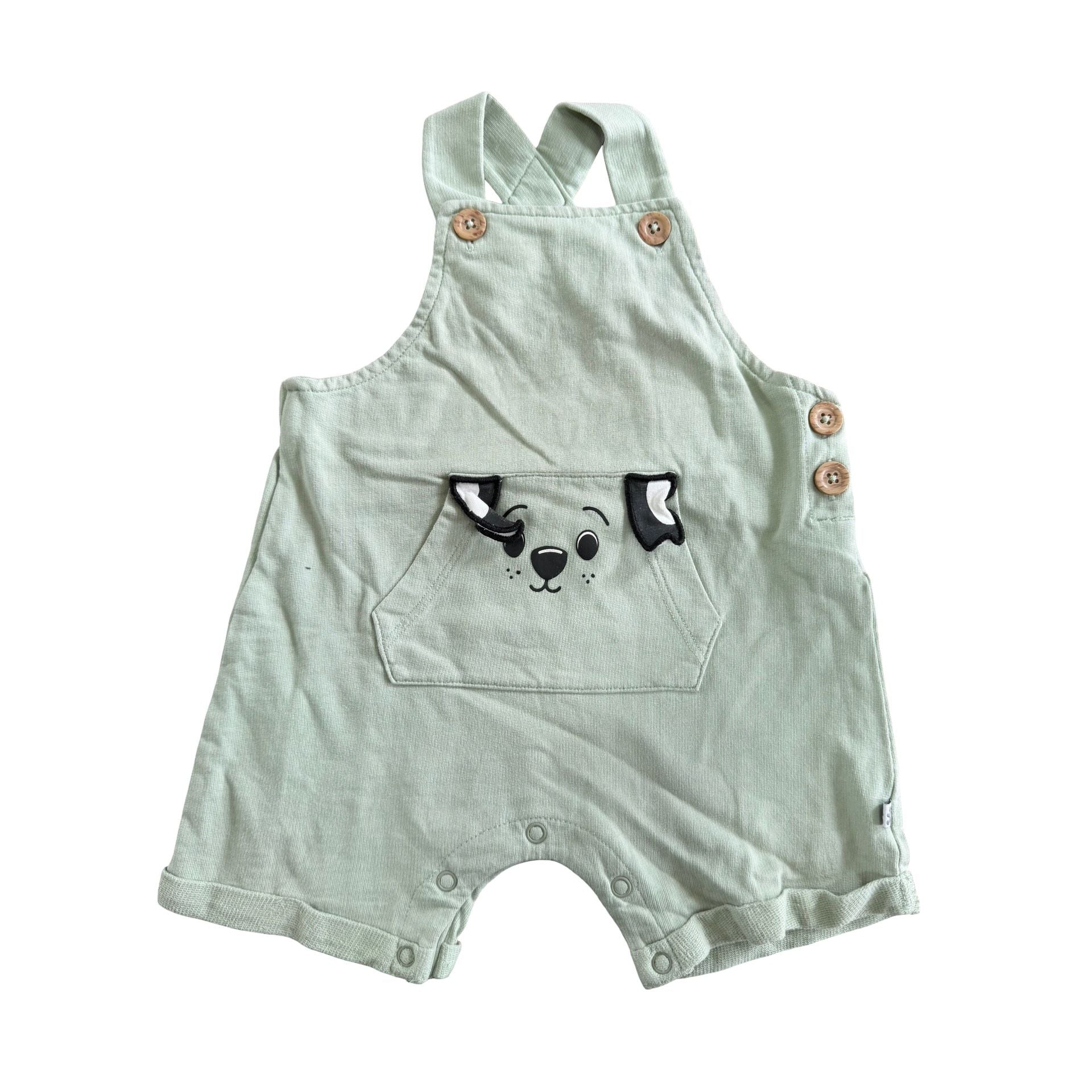 3-6M Mint green puppy summer cotton overall - Woolworths