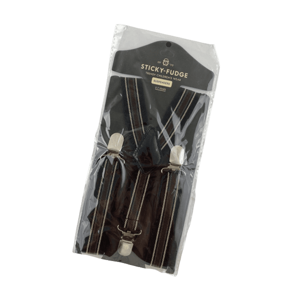 *NEW* 5-7Y Striped Suspenders - Sticky Fudge
