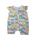 0-3M White & Pastel Crab Snap Romper - Tiny Tots