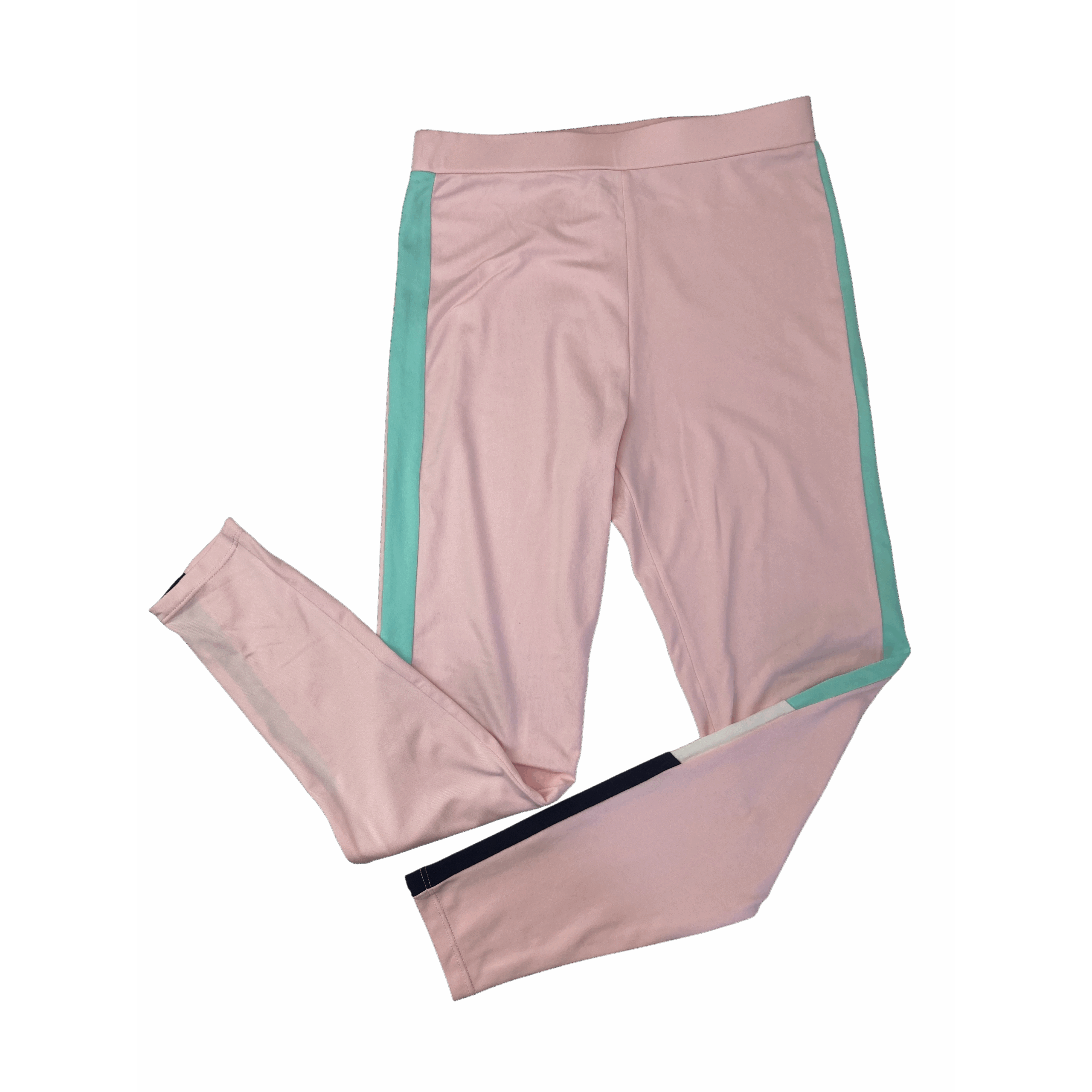 15Y Pink & Black-Green Stripe Cotton Leggings - (& US)