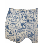 3-6M White & Blue Coastal Stamp Bicycle Shorts - Woolworths