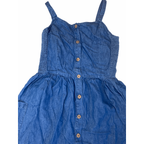 15Y Dark Blue Denim Shirred Waist Strappy Dress - (& US)