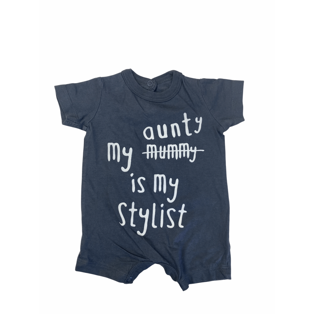 Newborn Grey "My Aunty Is My Stylist" Romper - Woolworths