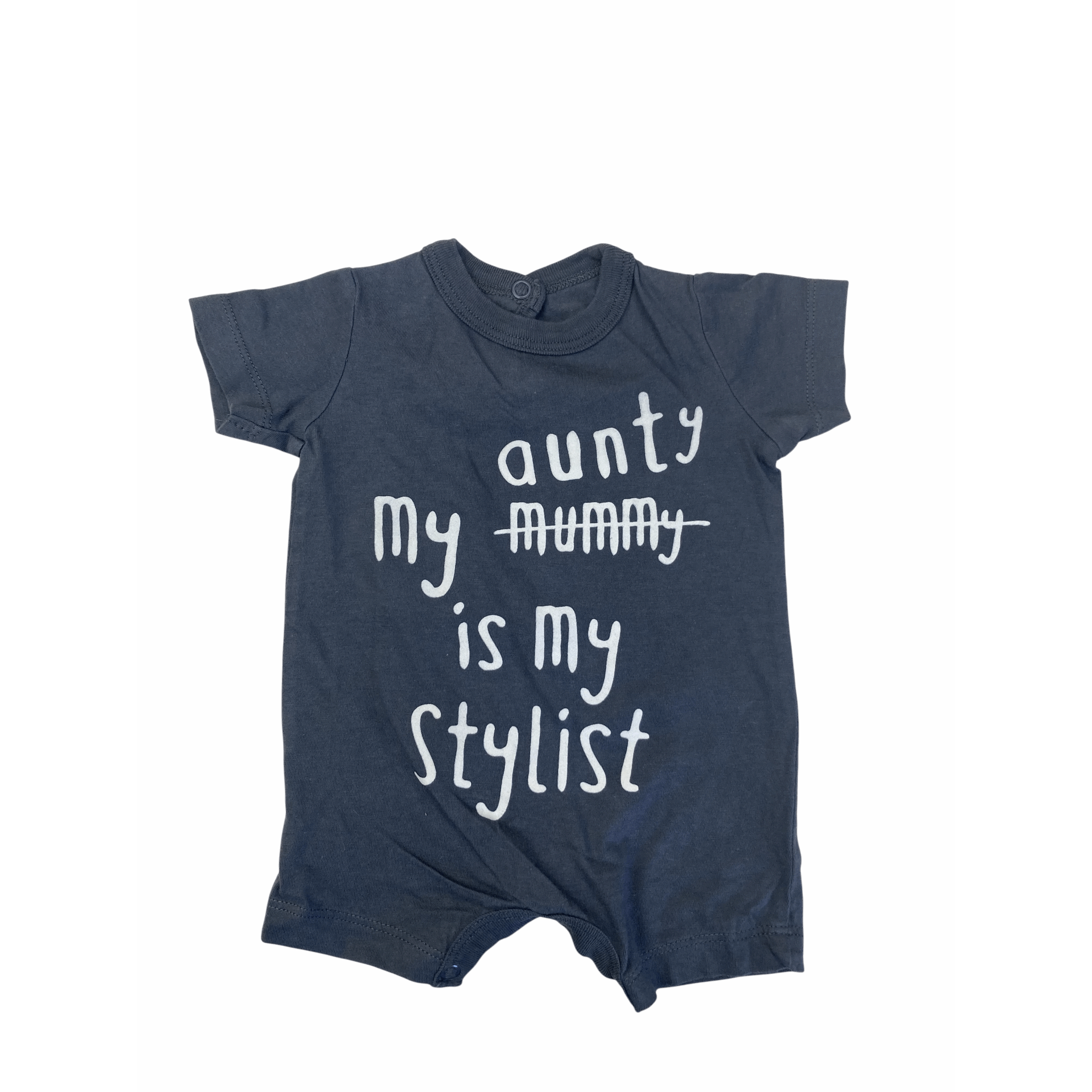 Newborn Grey "My Aunty Is My Stylist" Romper - Woolworths
