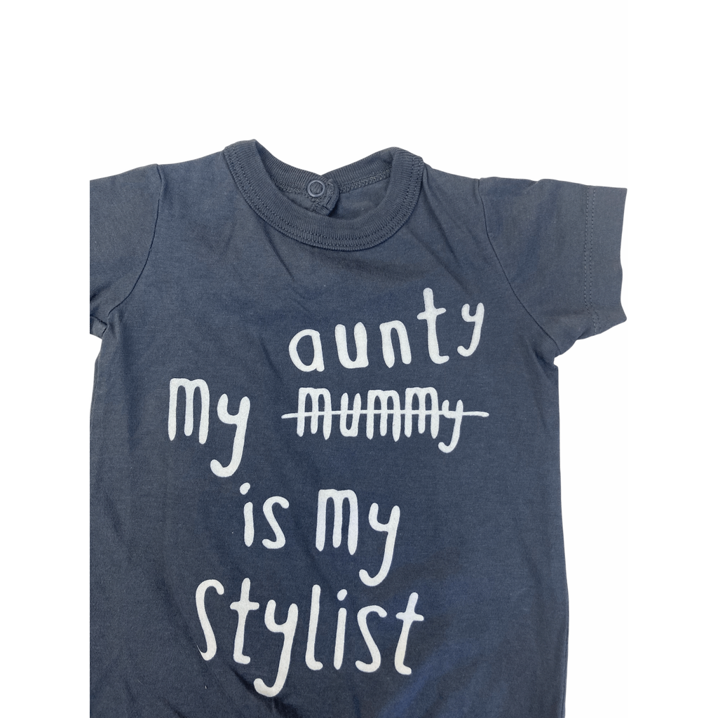 Newborn Grey "My Aunty Is My Stylist" Romper - Woolworths