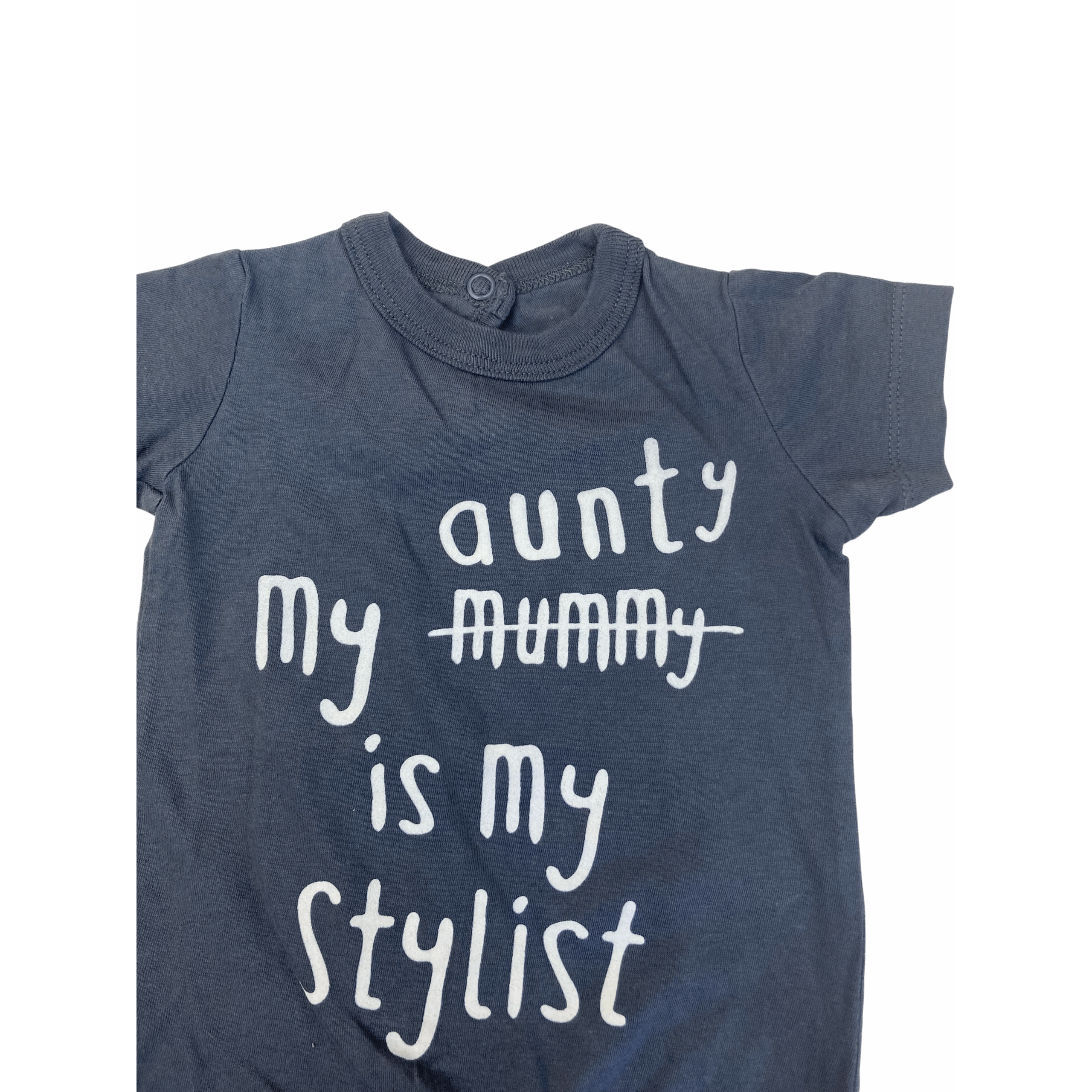 Newborn Grey "My Aunty Is My Stylist" Romper - Woolworths