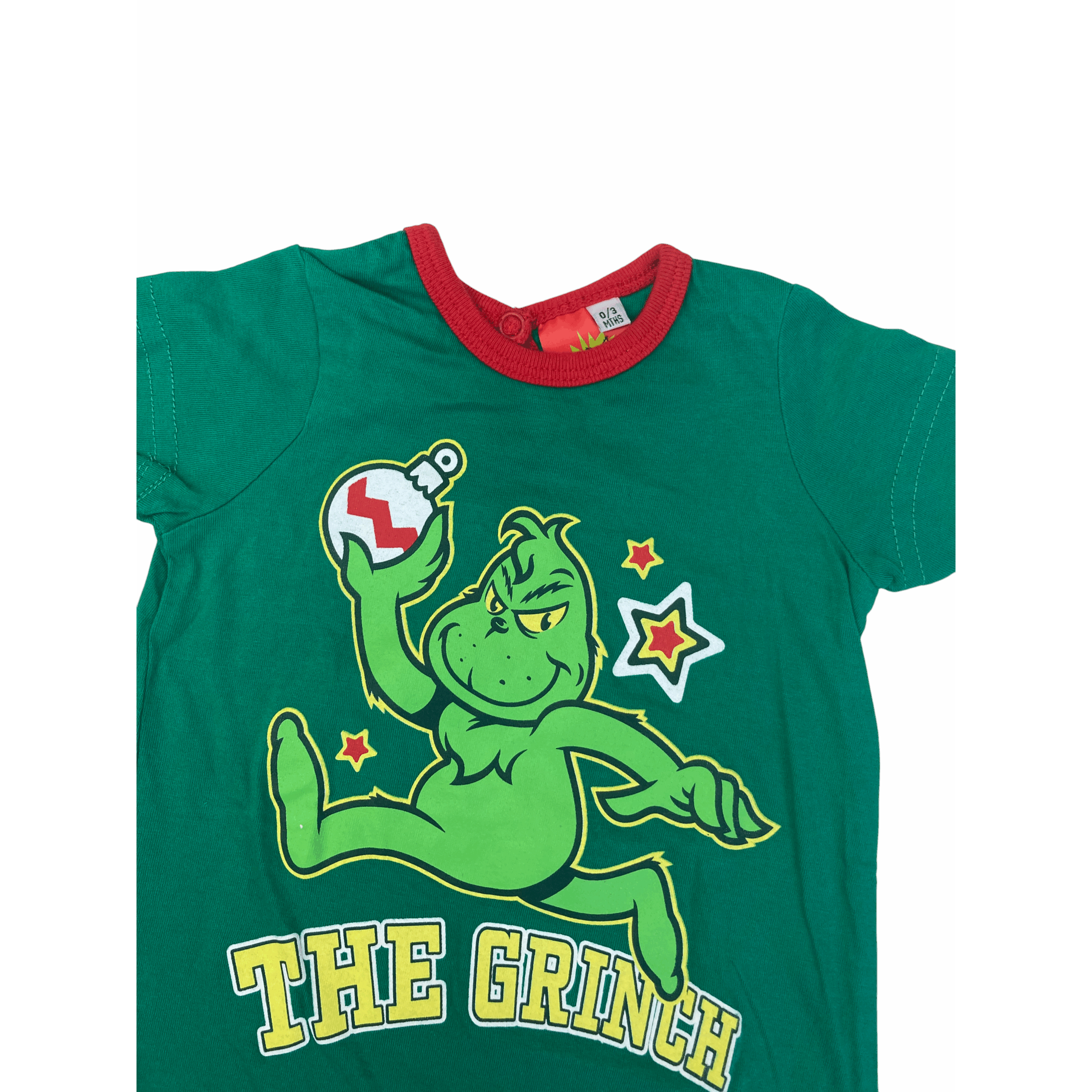 0-3M Green Grinch Christmas Romper - Real