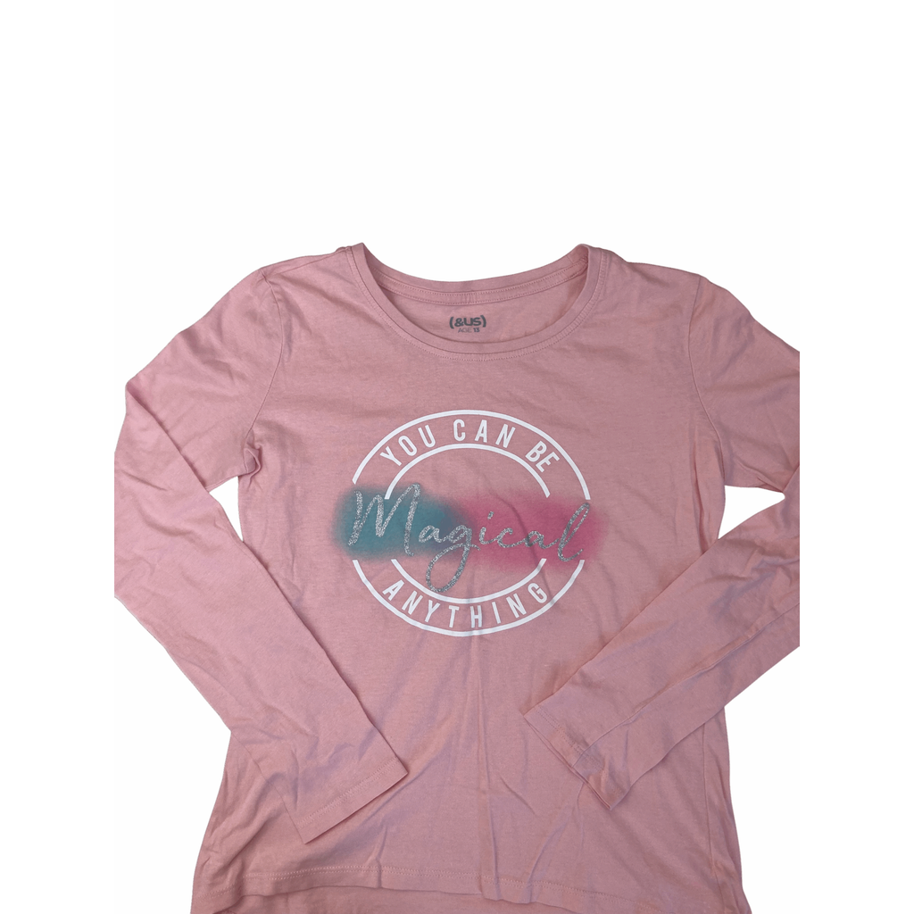 13Y Light Pink Glitter Long Sleeve T Shirt - (& US)