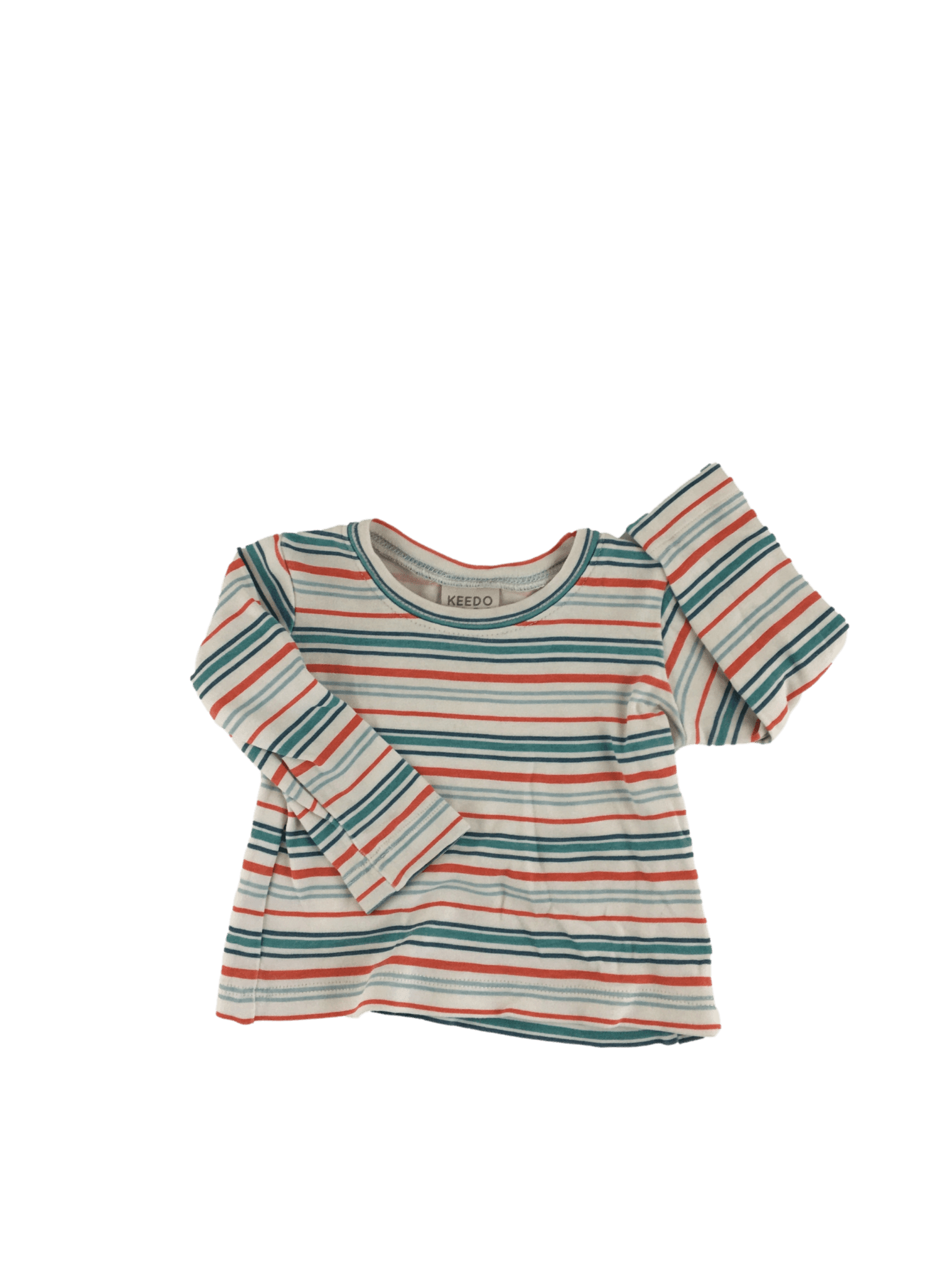 0-3M White & Blue Striped T Shirt - Keedo - Petit Fox