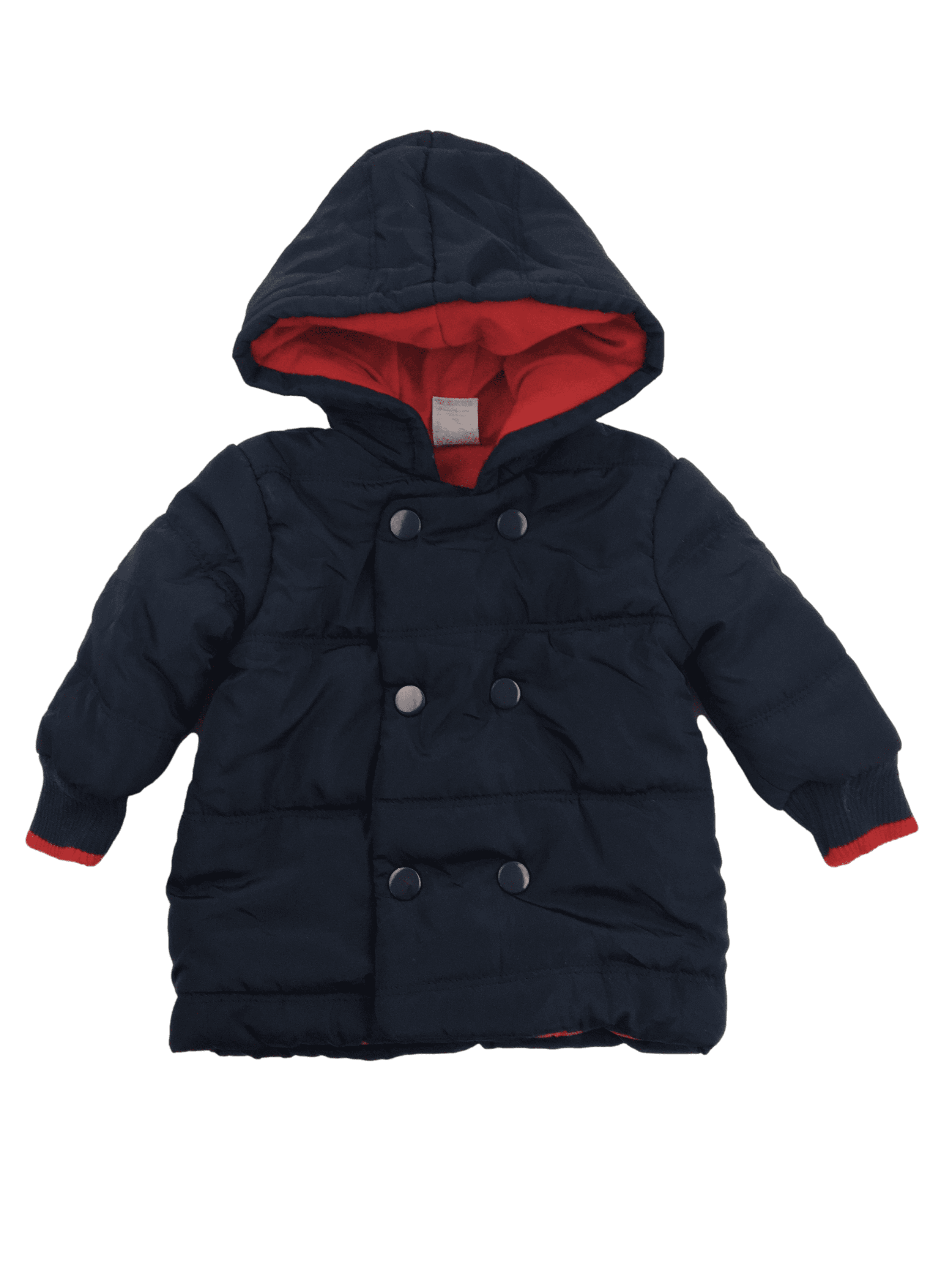 *NEW* 3-6M Dark Blue & Red Lined Puffer Jacket - Clicks - Petit Fox
