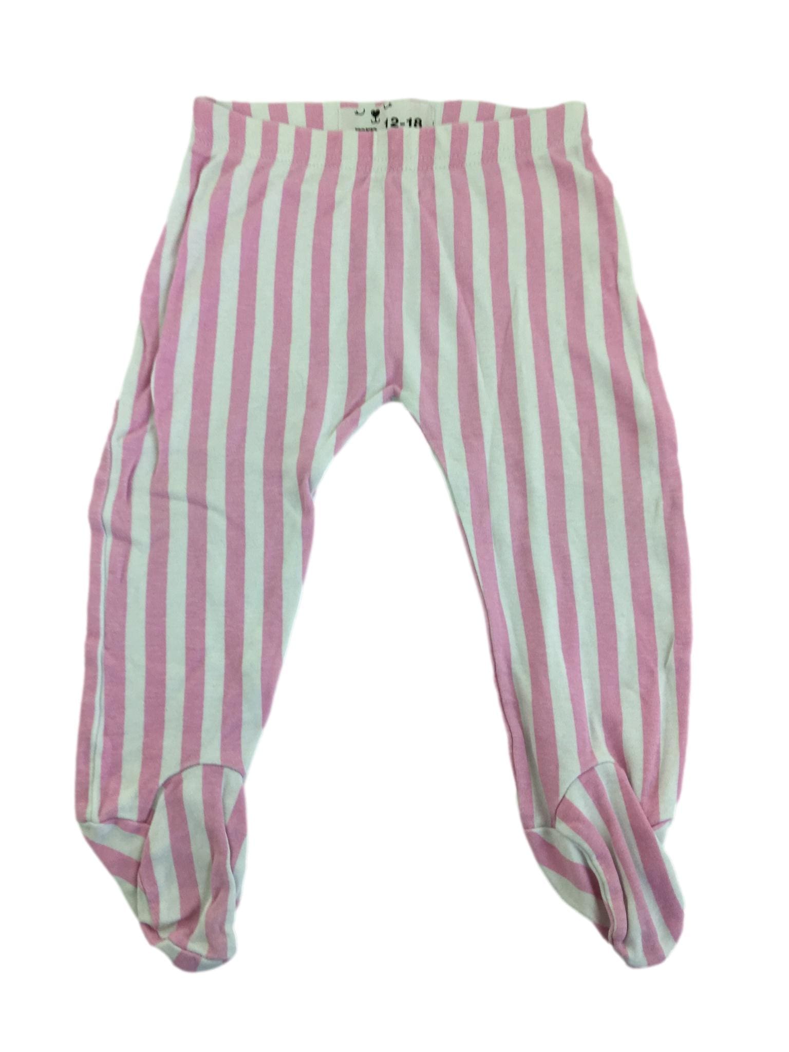 12-18M Pink & White Striped Footed Leggings - Mr Price - Petit Fox