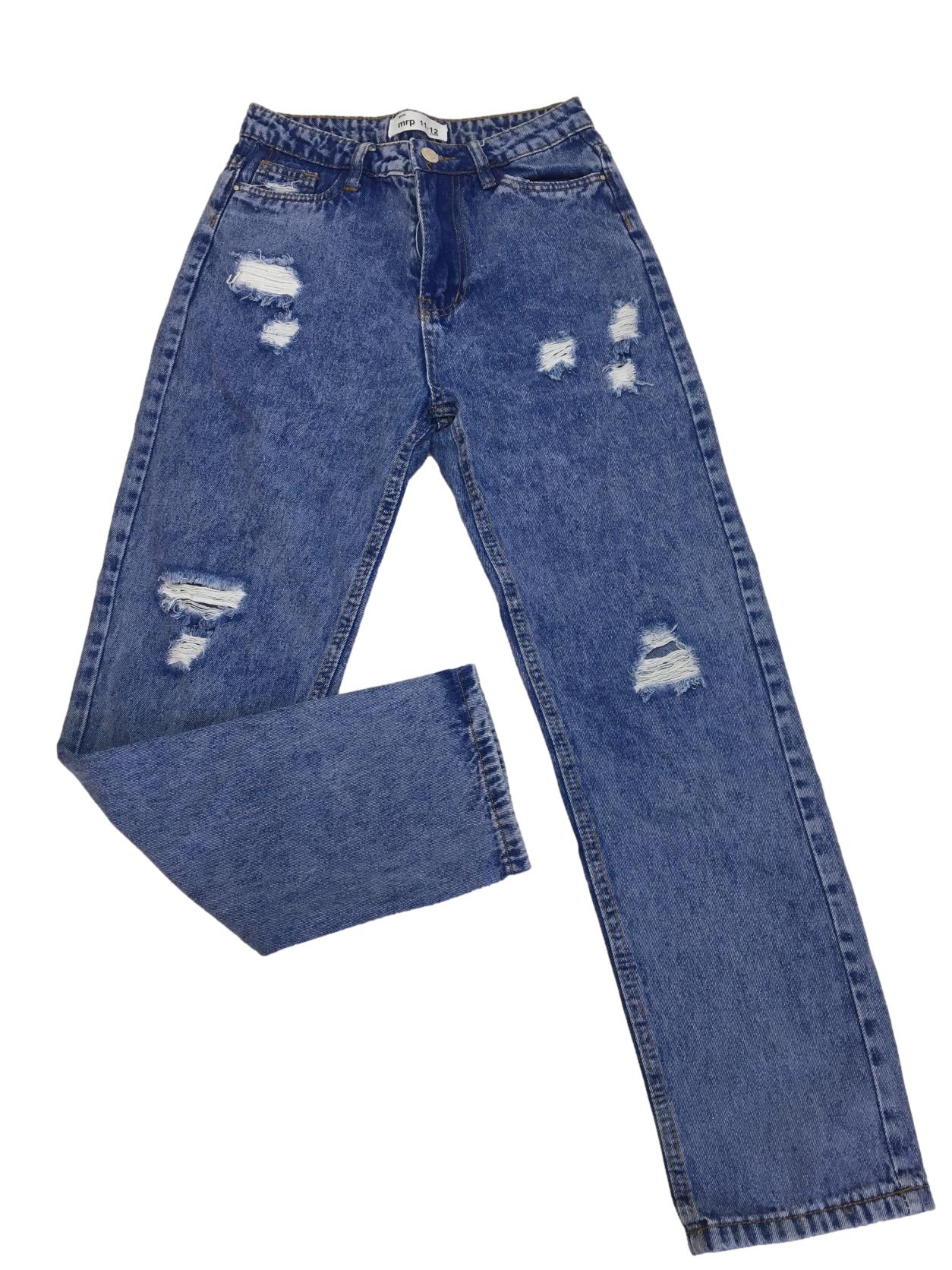 11-12Y Light Blue Distressed Mom Jeans - Mr Price - Petit Fox