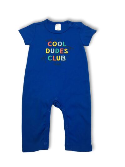 6-12M Blue "Cool Dudes Club" Short Sleeve Snap Onesie - Clicks