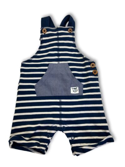 6-12M Blue & White Striped Shorts Dungaree - Woolworths