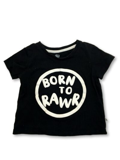 6-12M Black & White "Born To Rawr" T-shirt - Woolworths