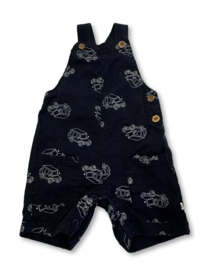 6-12M Navy & White Truck Print Dungaree - Woolworths
