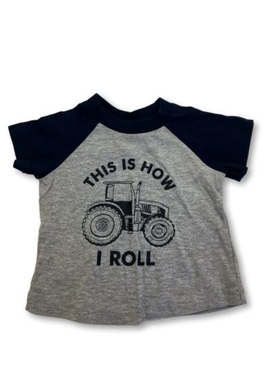 0-3M Grey & Navy "This Is How I Roll" T-shirt - OneTwoThree
