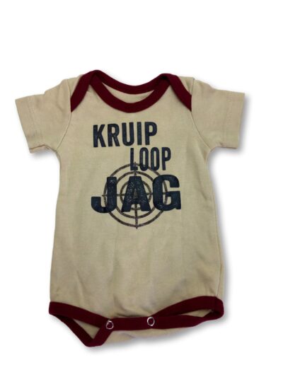 0-3M Beige & Maroon "Kruip Loop Jag" Bodysuit