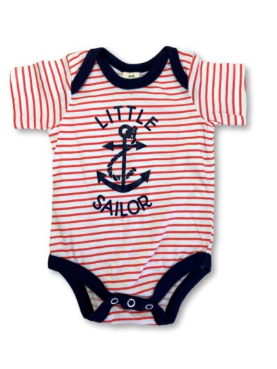 0-3M Red & White Striped "Little Sailor" Bodysuit - Tiny Tots