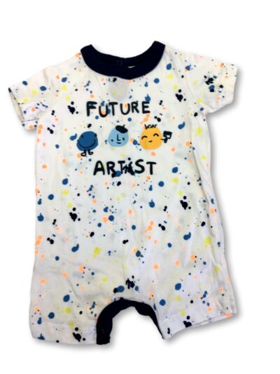 1-3M White Speckled "Future Artist" Romper - Woolworths