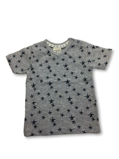 9-12M Grey & Navy Blue Starry V Neck T-shirt - Keedo