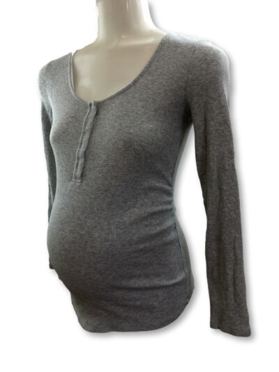 Size 8 - Light Grey Henley Maternity Top - Anko