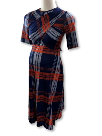 *NEW* UK Size 10 - Blue, White & Orange Check Maternity Dress - Asos