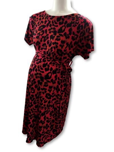 Size 12 - Pink, Black, Orange Leopard Print Maternity Dress - Next Maternity