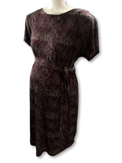 Size 12 - Maroon & Taupe Belted Maternity Dress - Next Maternity